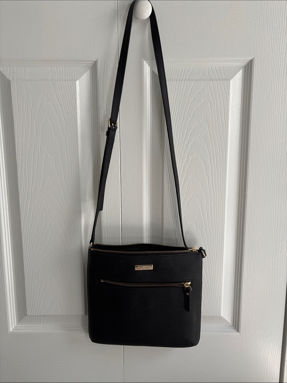 kate spade Black Leather Crossbody with Gold Hardware